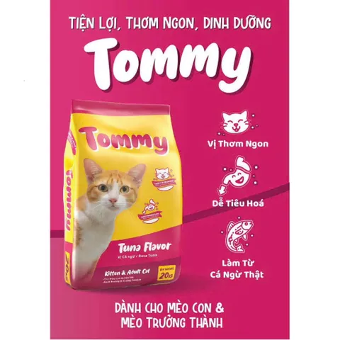 Combo 2 gói thức ăn hạt cho mèo vị cá ngừ Tommy (2 gói x 500g)