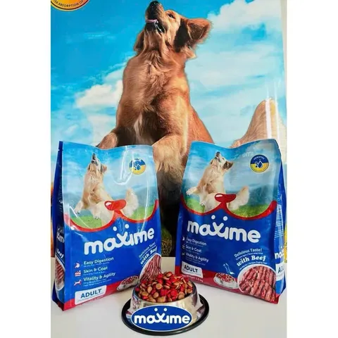Thức ăn vị bò nướng dành cho tất cả các giống chó Maxime Adul gói 400g & 1,5kg