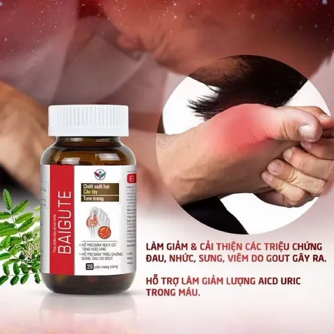 BAIGUTE - 20 viên - Hỗ trợ giảm nguy cơ tăng acid uric, hỗ trợ giảm triệu chứng sưng đau do gout
