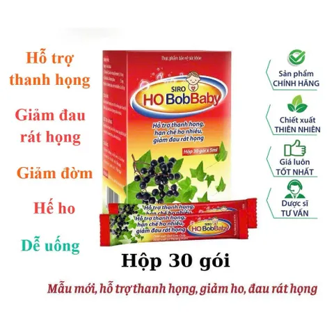 Siro Ho BobBaby Dân Khang Hỗ Trợ Thanh Họng Giảm Đau Rát Do Ho - Hộp 30 gói