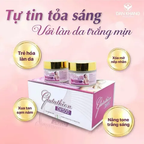Viên Uống Trắng Da Glutathione DK500 - Giúp Da Trắng Sáng, Căng Mịn, Chống Lão Hóa Da Hộp 30 Viên