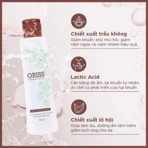 Dung dịch vệ sinh phụ nữ Oriss trầu không dịu nhẹ hỗ trợ khử mùi, không gây khô rát 150ml/Chai