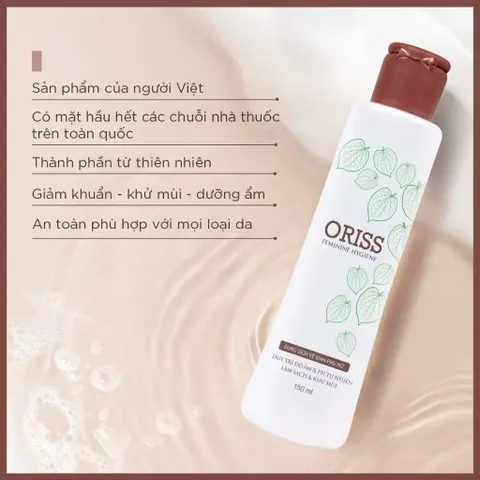 Dung dịch vệ sinh phụ nữ Oriss trầu không dịu nhẹ hỗ trợ khử mùi, không gây khô rát 150ml/Chai