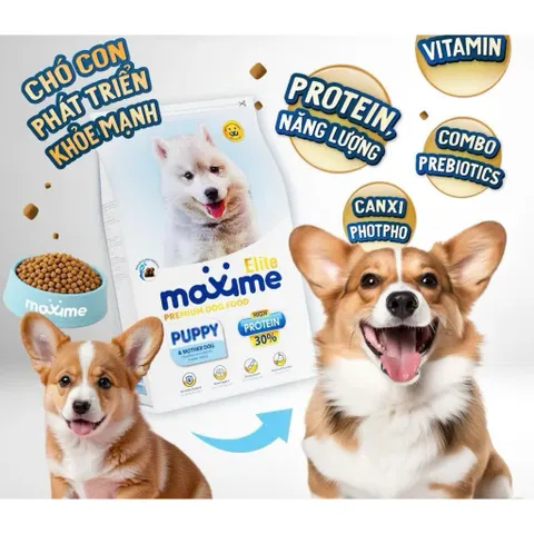 Thức ăn hạt cho chó con và chó mẹ cao cấp gói 1.5kg - Maxime Elite Puppy's & Mother Dog