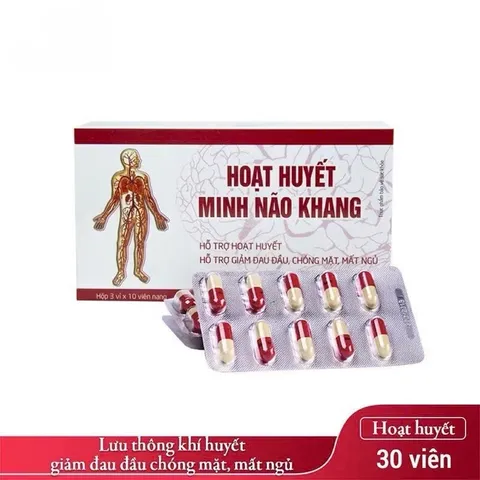 Hoạt Huyết Minh Não Khang  giảm đau đầu chóng mặt mất ngủ tăng lưu thông máu Hộp 30 viên