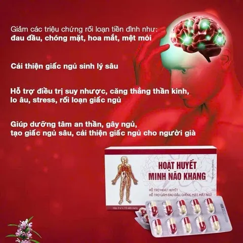 Hoạt Huyết Minh Não Khang  giảm đau đầu chóng mặt mất ngủ tăng lưu thông máu Hộp 30 viên