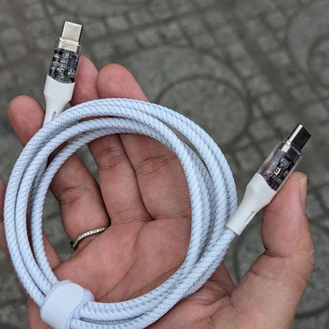 Dây sạc C to C  1.5m dù cước, trong suốt, có màn hình đo công suất new, nobox (P124818)