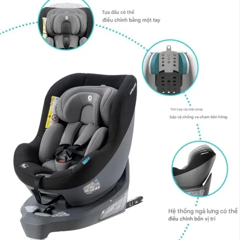 (Kèm 2 Quà) Ghế an toàn ô tô trẻ em APRAMO METRO HUB ( UK ) – Xoay 360°, khoá ISOFIX - Đen Xám (P124142)