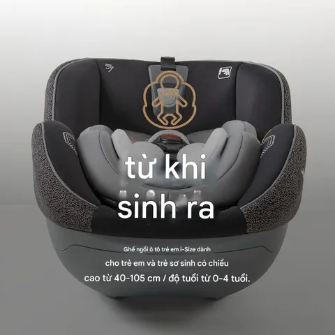 (Kèm 2 Quà) Ghế an toàn ô tô trẻ em APRAMO METRO HUB ( UK ) – Xoay 360°, khoá ISOFIX - Đen Xám (P124142)