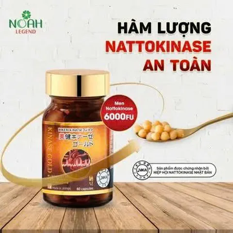 BIKEN KINASE GOLD  - Viên uống Hỗ trợ giảm mỡ máu, giảm nguy cơ xơ vữa mạch máu, Hộp 60 viên