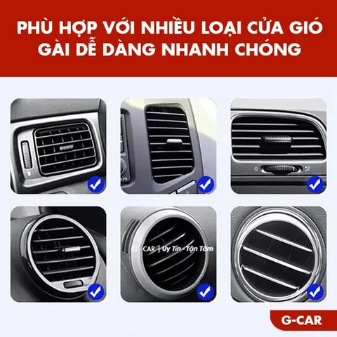 Giá Đỡ Điện Thoại Trên Ô Tô GCAR - V8 Kẹp Gắn Cửa Khe Gió Điều Hoà Xoay 360 Độ Vân Cacbon Phụ Tùng (P123988)