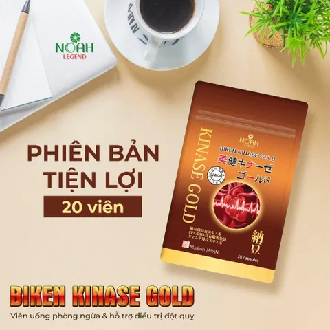 Biken Kinase Gold - Viên uống phòng ngừa và hỗ trợ điều trị đột quỵ Nhật Bản, Gói 20 viên