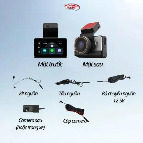 Camera Hành Trình P85 HCCAM - Ghi Hình Trước Sau 2K, Góc Quay Siêu Rộng, Hỗ Trợ Đàm Thoại Giám Sát (P123688)