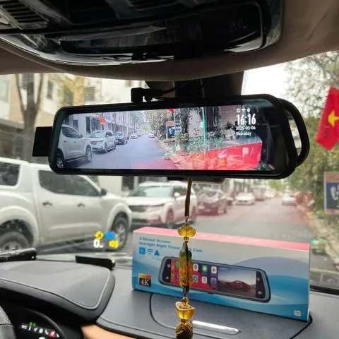 Camera Hành Trình Gương D10Plus HCCAM Có CarPlay/Android Auto, Ghi Hình 2 Kênh 4K Sắc Nét, Góc Siêu (P123687)
