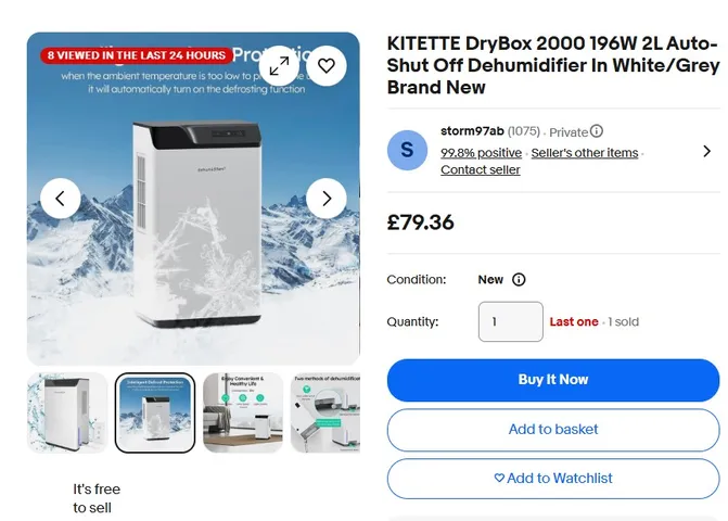Máy hút ẩm bán dẫn thông minh Dehumidifier (Amz Mỹ )- có remote, đèn diệt khuẩn (P123372)