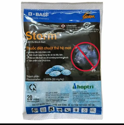 Storm trừ chuột gói 20 viên nén Thế Hệ Mới Hợp Trí - BASF kiểm soát chuột to nhỏ trong nhà kho xưởng chuồng trại và đồng ruộng hiệu quả không mùi