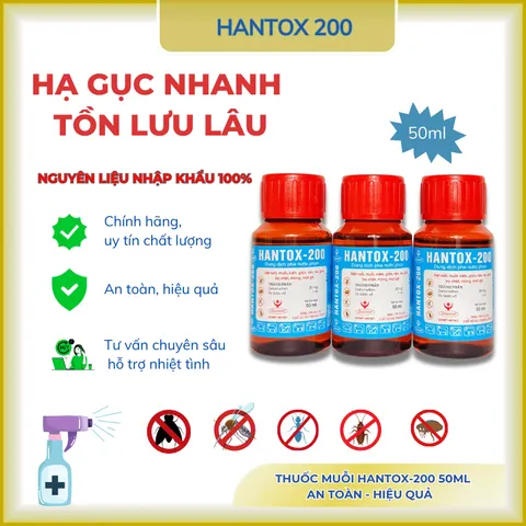 Hantox-200 kiểm soát muỗi, ruồi, nhặng,... xử lý rận, ve, bọ chét- dung tích 50ml(chính hãng)