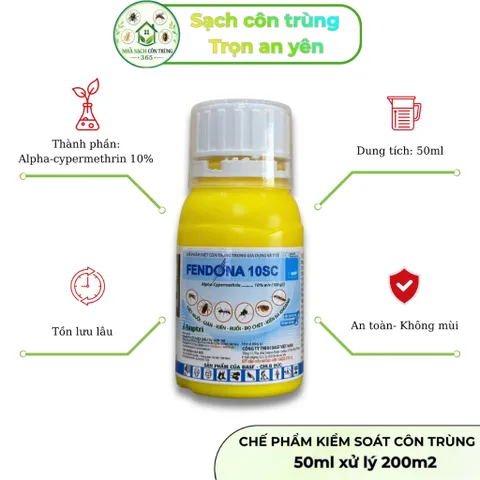 Fendona 10sc không mùi dung tích 50ml, xử lí côn trùng sạch muõi, kiến, gián, bọ chét, Basf Pháp