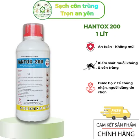 Hantox-200 kiểm soát và xử lý côn trùng, bọ chét, mòng mạt, ve rận chuồng trại, nhà ở, chai 1 lít