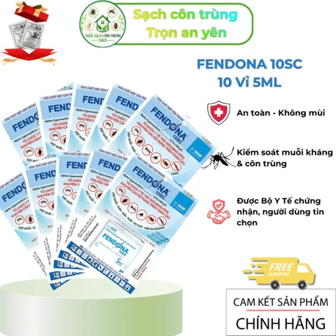 10 vỉ Fendona 10sc 5ml – Kiểm soát muỗi, côn trùng trong không gian sống, không mùi, tặng 2 bám dính