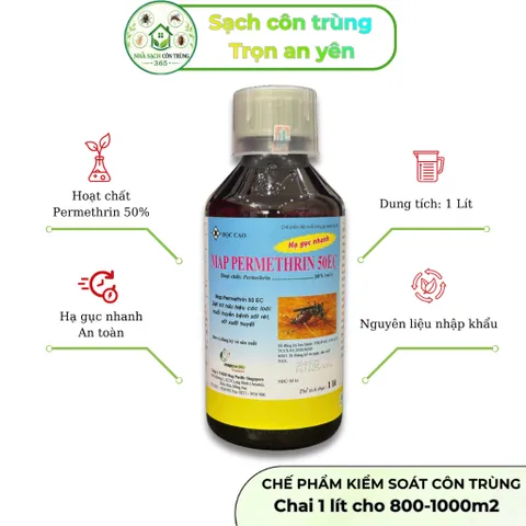 Map Permethrin 50ec 1 lít – Chế phẩm kiểm soát muỗi & côn trùng nhà ở, xử lý dịch vụ- Hạ gục nhanh