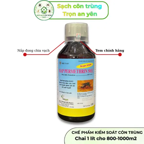 Map Permethrin 50ec 1 lít – Chế phẩm kiểm soát muỗi & côn trùng nhà ở, xử lý dịch vụ- Hạ gục nhanh