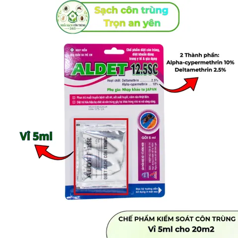 Aldet 12.5sc Vỉ 5ml – Thuốc muỗi 2 thành phần kiểm soát muỗi, sâu cuốn chiếu, côn trùng không mùi