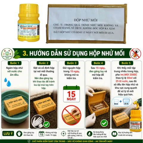 [Xử lý mối] imi.MOI 250sc 50ml và hộp nhử mối gỗ thông tự nhiên kiểm soát mối cho đồ gỗ, nền móng