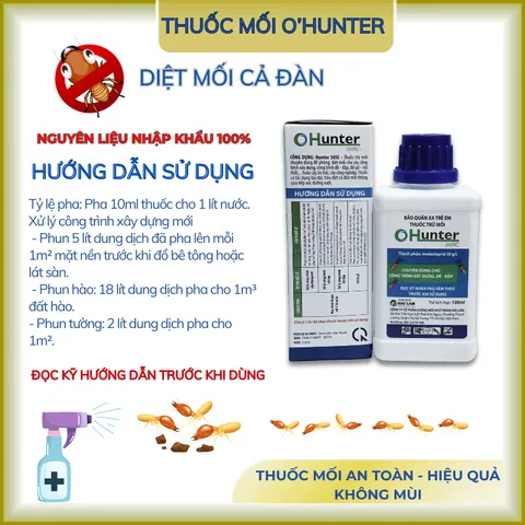 Thuốc trừ mối Hunter 500sc Phòng trừ mối hiệu quả cao, diệt mối không mùi sinh học, diệt mối chúa tận gốc chính hãng