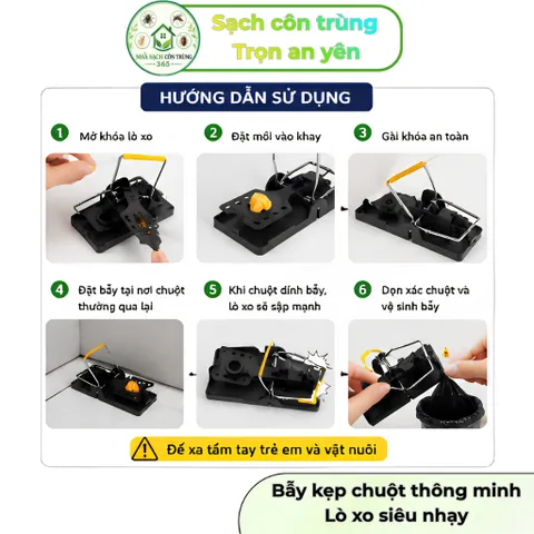 Bẫy kẹp lò xo siêu nhạy bằng nhựa ABS cao cấp - Dễ sử dụng, tái sử dụng nhiều lần