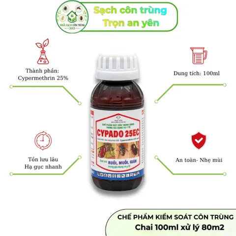 Cypado 25ec 100ml – Chế phẩm hỗ trợ kiểm soát muỗi & côn trùng với 25% Cypermẹthrin hạ gục nhanh