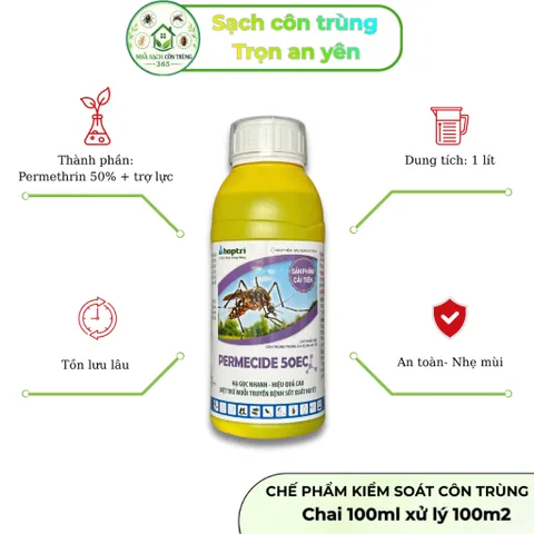 Permecide 50ec 1 lít, kiểm soát ruồi muỗi, côn trùng, hạ gục nhanh chóng với 50% permethrin