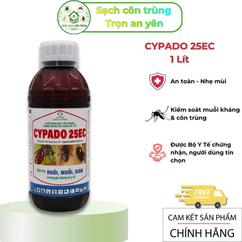 Cypado 25ec 1 lít – Chế phẩm hỗ trợ kiểm soát muỗi, côn trùng với 25% Cypermẹthrin giúp hạ gục nhanh