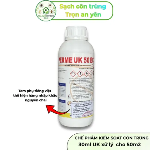Perme UK 50ec chế phẩm kiểm soát và xử lý muỗi, côn trùng, nhập khẩu Anh Quốc, chai 1 lít