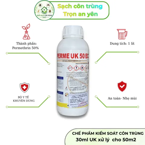Perme UK 50ec chế phẩm kiểm soát và xử lý muỗi, côn trùng, nhập khẩu Anh Quốc, chai 1 lít