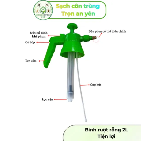 Bình ruột rỗng 2 lít tiện lợi, phù hợp tưới cây, chế phẩm loãng xử lý côn trùng, bình 2 lít cao cấp