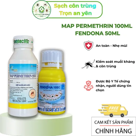 Combo Fendona 10sc 50ml và Map Permethrin 55ec 100ml hỗ trợ kiểm soát muỗi & côn trùng
