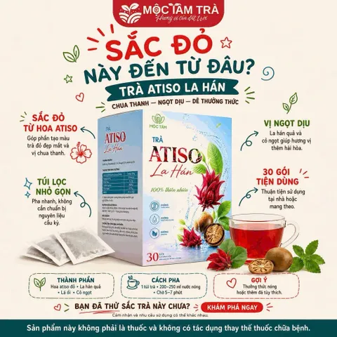combo3 Trà Atiso Đỏ La Hán Mộc Tâm Túi Lọc 30 Gói x 3g – Vị Chua Thanh, Ngọt Dịu, Pha Nóng Hoặc Thêm Đá 847866