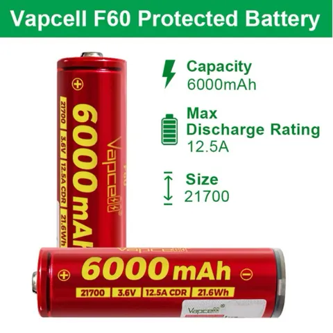 Pin 21700 Vapcell cao cấp dung lượng siêu cao 6000mah , chính hãng , cho thời gian sử dụng lâu hơn