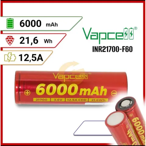 Pin 21700 Vapcell cao cấp dung lượng siêu cao 6000mah , chính hãng , cho thời gian sử dụng lâu hơn