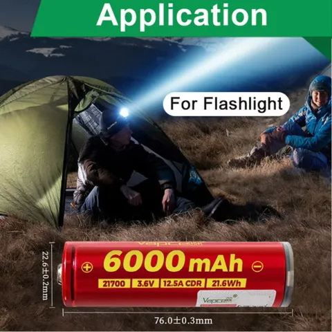 Pin 21700 Vapcell cao cấp dung lượng siêu cao 6000mah , chính hãng , cho thời gian sử dụng lâu hơn