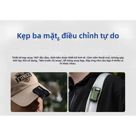 Đèn pin Wuben G5 , mini , cài mũ , móc khoá , nhỏ gọn , phù hợp camping , leo núi , chiếu sáng trong sinh hoạt