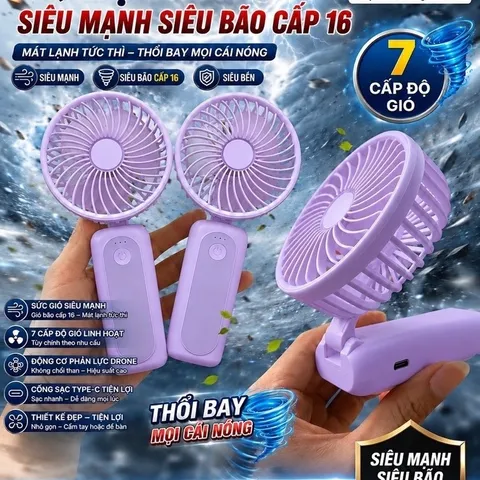 Quạt cầm tay M2 siêu mạnh khủng khiếp , dung lượng pin 4000mah , động cơ phản lực, gập để bàn tiện lợi
