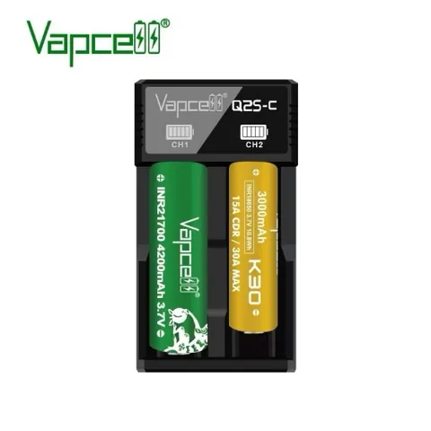 Sạc đôi Vapcell L2 và Q2S cao cấp , sạc 2A , dùng cho các loại pin 21700 , 26650 , 18650 , 18350 và pin 1,2v