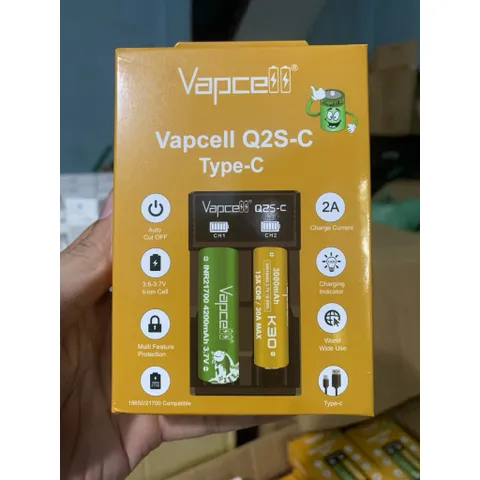 Sạc đôi Vapcell L2 và Q2S cao cấp , sạc 2A , dùng cho các loại pin 21700 , 26650 , 18650 , 18350 và pin 1,2v