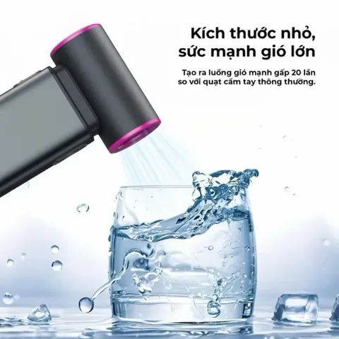 Quạt cầm tay Goojodog Gfs009 siêu mạnh cuồng phong , có thể làm máy sấy tóc  , pin 6000mah , động cơ Turbo