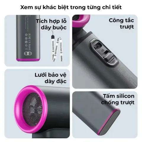 Quạt cầm tay Goojodog Gfs009 siêu mạnh cuồng phong , có thể làm máy sấy tóc  , pin 6000mah , động cơ Turbo