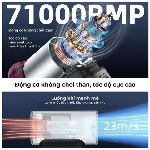 Quạt cầm tay Goojodog Gfs009 siêu mạnh cuồng phong , có thể làm máy sấy tóc  , pin 6000mah , động cơ Turbo