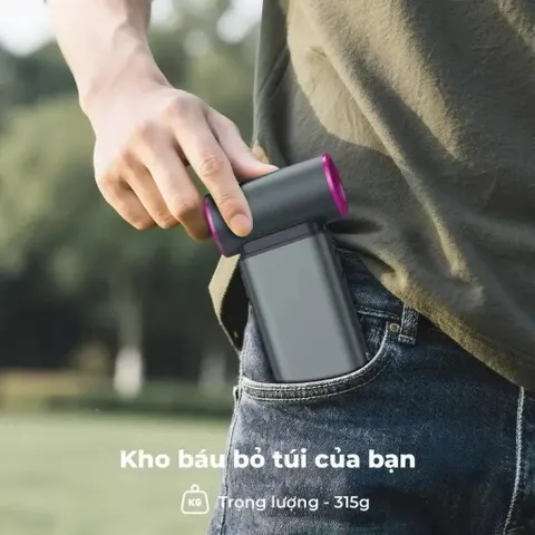 Quạt cầm tay Goojodog Gfs009 siêu mạnh cuồng phong , có thể làm máy sấy tóc  , pin 6000mah , động cơ Turbo