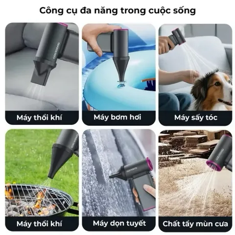 Quạt cầm tay Goojodog Gfs009 siêu mạnh cuồng phong , có thể làm máy sấy tóc  , pin 6000mah , động cơ Turbo
